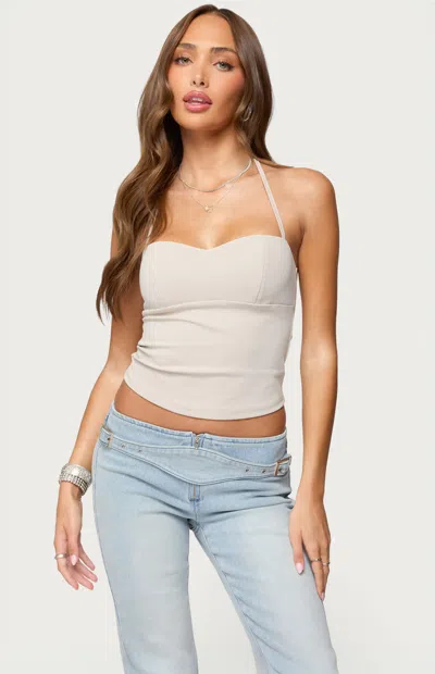 Edikted Jesika Sweetheart Halter Top In Neutral