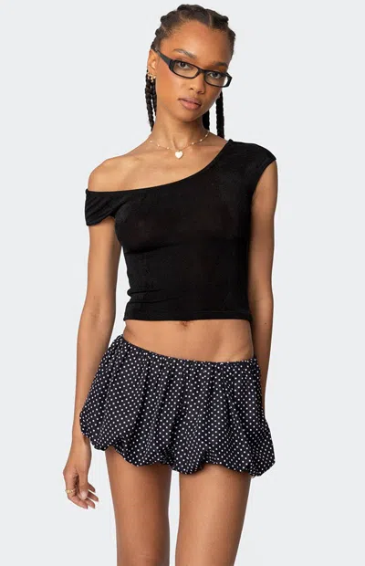 Edikted Jett One-shoulder Crop Knit Top In Black