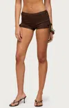 Edikted Jilly Side Cutout Micro Shorts In Brown