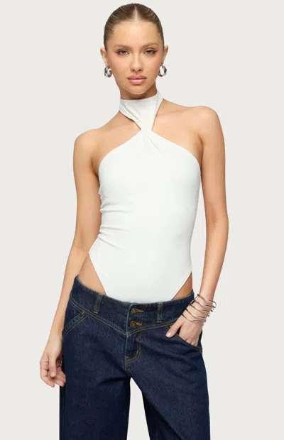 Edikted Jimana Halter Neck Bodysuit In White