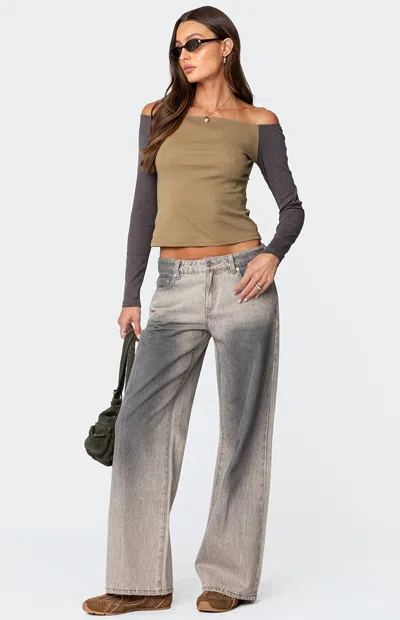 Edikted Women's Joe Loose Fit Low Rise Washed Jeans In Gray