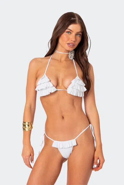 Edikted Women's Joelle Ruffled Triangle Bikini Top In White