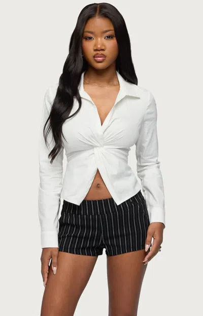 Edikted Women's Jovie Twisted Lace Up Tailored Shirt In White