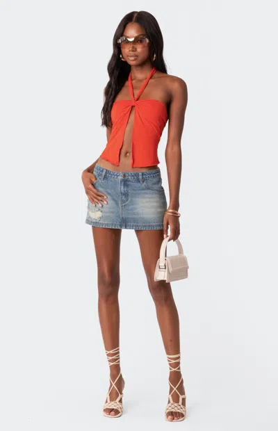 EDIKTED WOMEN'S JULIA SPLIT FRONT TOP IN ORANGE