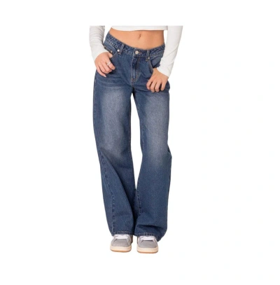 Edikted Karie Relaxed Jeans In Dark Blue