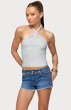 Edikted Katalya Glitter Halter Top In Gray