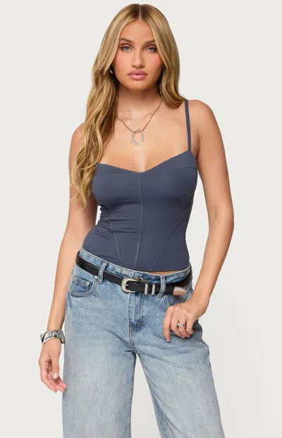 Edikted Katanaya Lace-up Tank In Blue