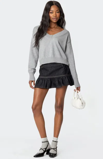 Edikted Women's Katy Flared Denim Mini Skirt In Indigo Blue