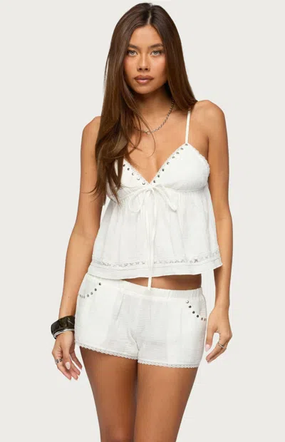 Edikted Kaydee Studded Textured Woven Camisole In White