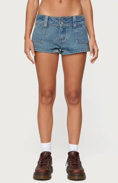 Edikted Keinan Low Rise Denim Shorts In Black