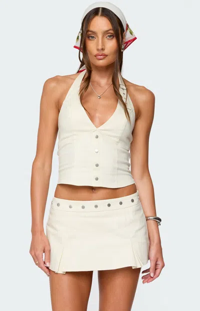 Edikted Keli Buckle Halter Top In White