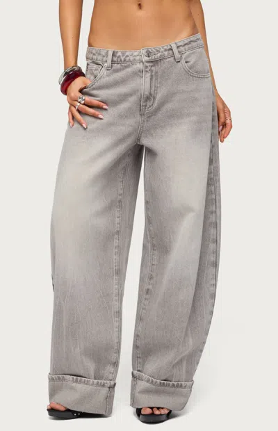 Edikted Kella Low Rise Baggy Jeans In Gray