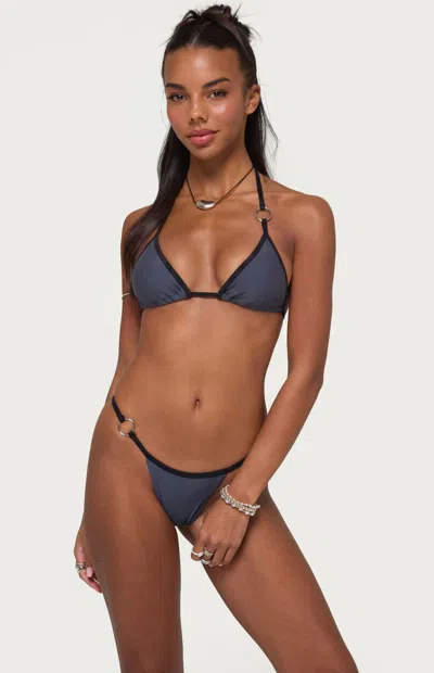 Edikted Women's Kenni Ring Contrast Triangle Bikini Top In Gray