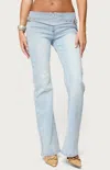 Edikted Kenza Belted Low Rise Flared Jeans In Blue