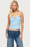 Edikted Kerah Ruffle Button-up Camisole In Blue