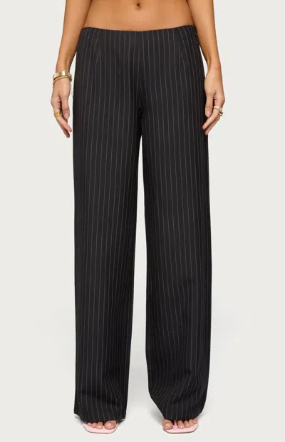 Edikted Kerie Pinstripe Wide Leg Pants In Black