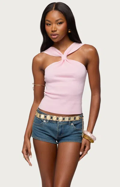 Edikted Women's Kerren Knotted Knit Top In Light Pink