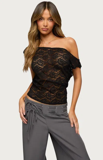 Edikted Kessa Off The Shoulder Lace Top In Black