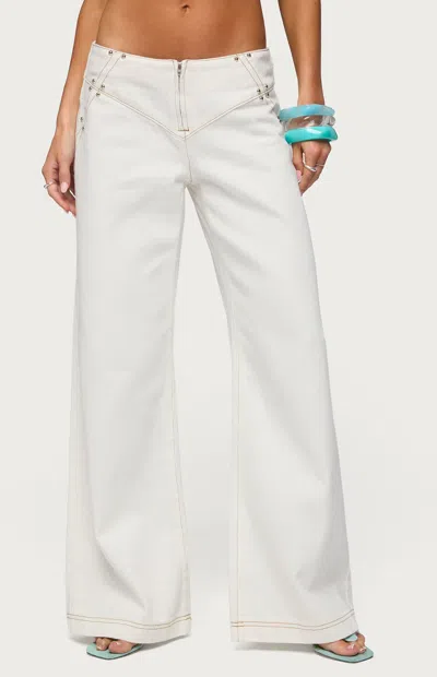 Edikted Women's Kianni Low Rise Wide Leg Jeans In White In Multi