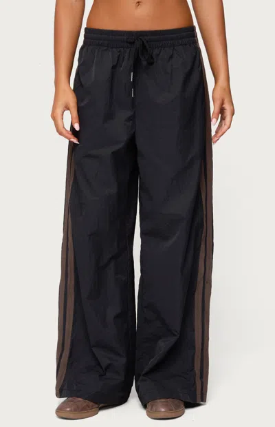 Edikted Kieran Stripey Nylon Track Pants In Black