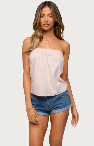 Edikted Women's Kittey Lace Strapless Top In Light Pink In Neutral