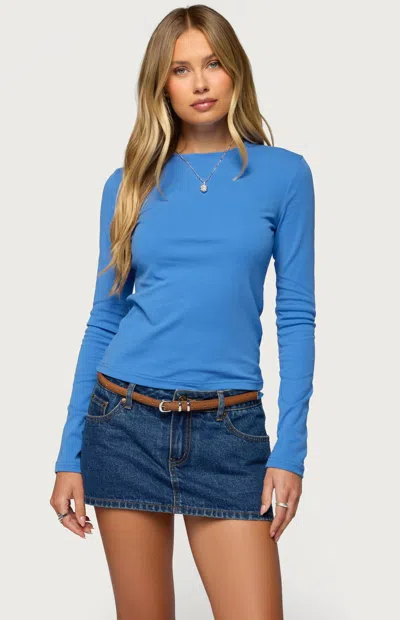 Edikted Kiyan Long Sleeve T Shirt In Blue, Women's At Urban Outfitters