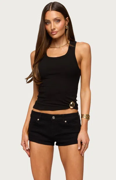 Edikted Women's Klyah Metal Pendant Ribbed Tank Top In Black