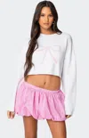 Edikted Bow Crop Sweater In White