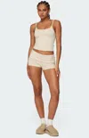 Edikted Kodi Stripe Foldover Microshorts In Neutral