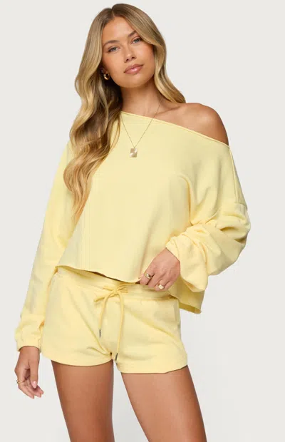 Edikted Kordelia One-shoulder Sweatshirt In Yellow