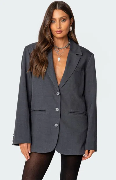 EDIKTED WOMEN'S KOURTNEY OVERSIZED BLAZER IN DARK GRAY