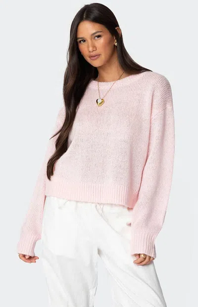 Edikted Kyrah Oversized Knit Sweater In Light-pink