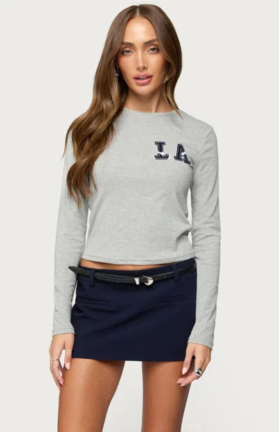 Edikted La Girl Long Sleeve T Shirt In Silver