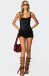 Edikted Lacey Ruffled Romper In Black