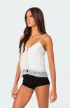Edikted Lacey Split Front Ruffle Tank Top In White