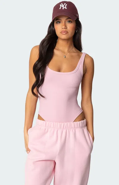 Edikted Lakely Rib Tank Bodysuit In Pink