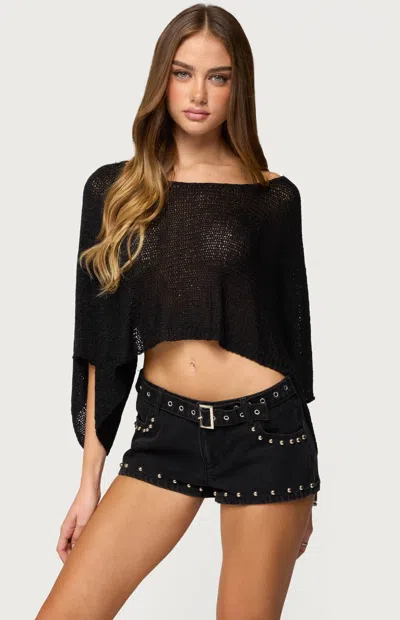 Edikted Women's Laline Oversized Knit Crop Top In Black