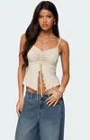 Edikted Landon Drawstring Split Front Camisole In Gray