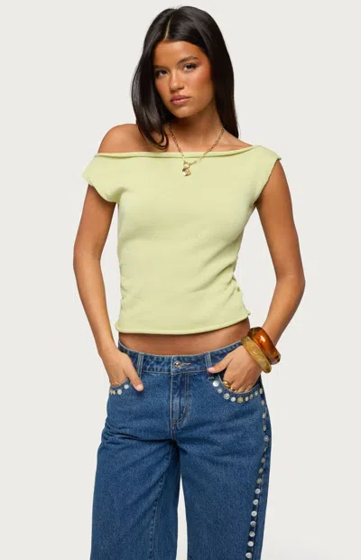 Edikted Lauria One-shoulder Sweater In Green