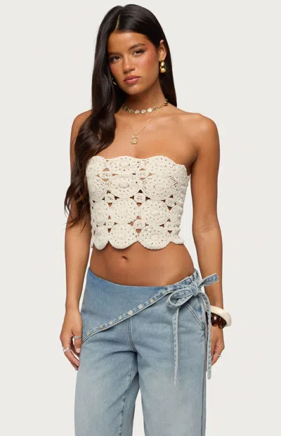 Edikted Women's Laurin Crochet Top In Cream In White