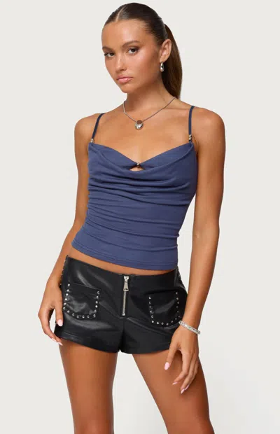 Edikted Ruched Crop Camisole In Blue