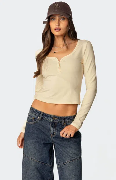 Edikted Women's Leah Henley Top In Yellow