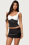 Edikted Leandre Contrast Satin Effect Boned Top In Multi
