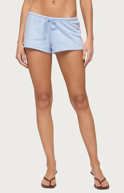Edikted Leeroy French Terry Drawstring Shorts In Blue
