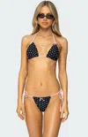 Edikted Leigh Polka Dot Triangle Bikini Top In Black