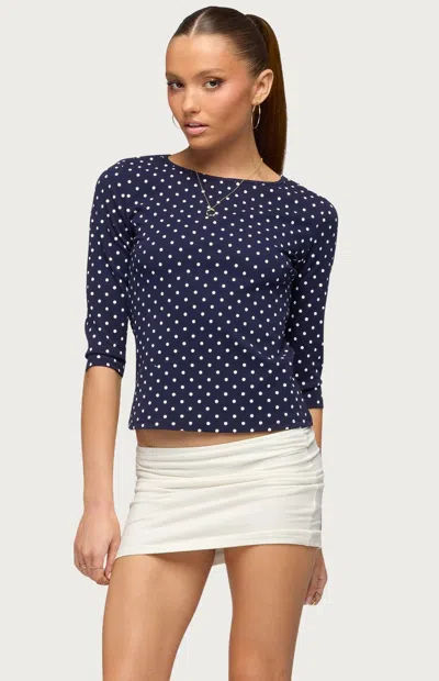 Edikted Lela Polka Dot T-shirt In Blue