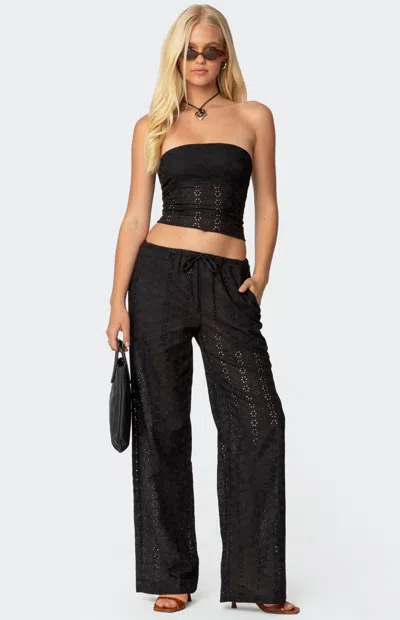 Edikted Women's Lemon Lacey Cotton Pants In Black