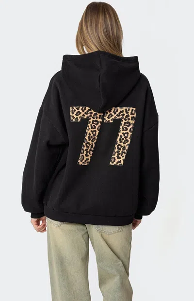 Edikted Women's Leopard 77 Oversized Hoodie In Black