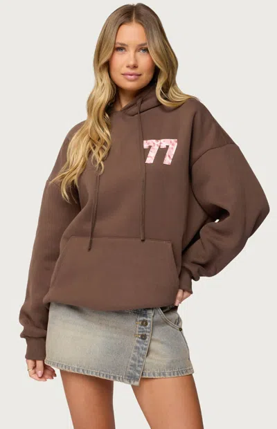 Edikted Leopard 77 Graphic Oversize Hoodie In Brown