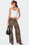 Edikted Print Straight Leg Jeans In Brown